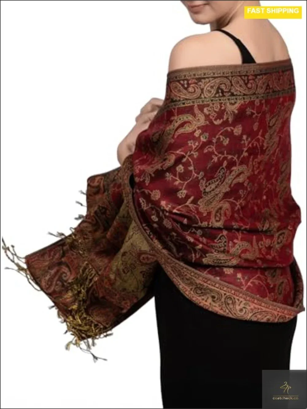 Reversible Paisley Pashmina Wraps & Shawls for Women Viscose Acrylic